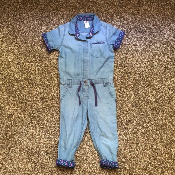 girls chambray jumpsuit